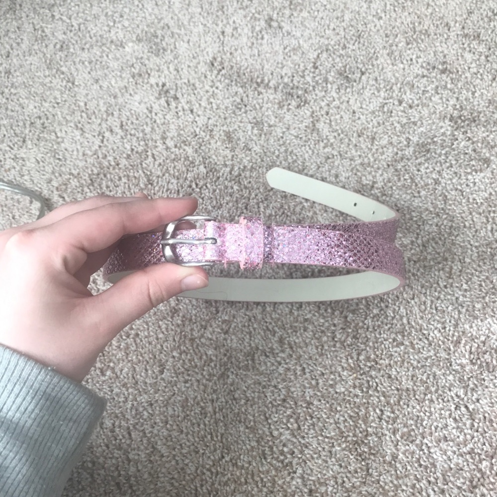 Pink glitter snake skin pattern belt